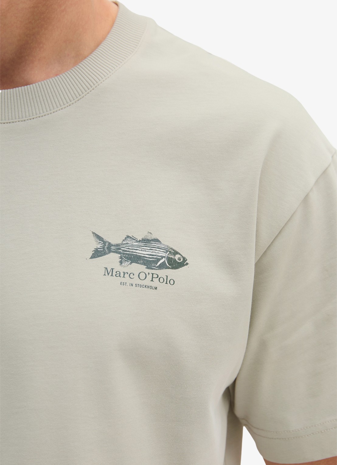 Marc O'Polo T-shirt met logo - detail 5 grey kit-0922 / grijs