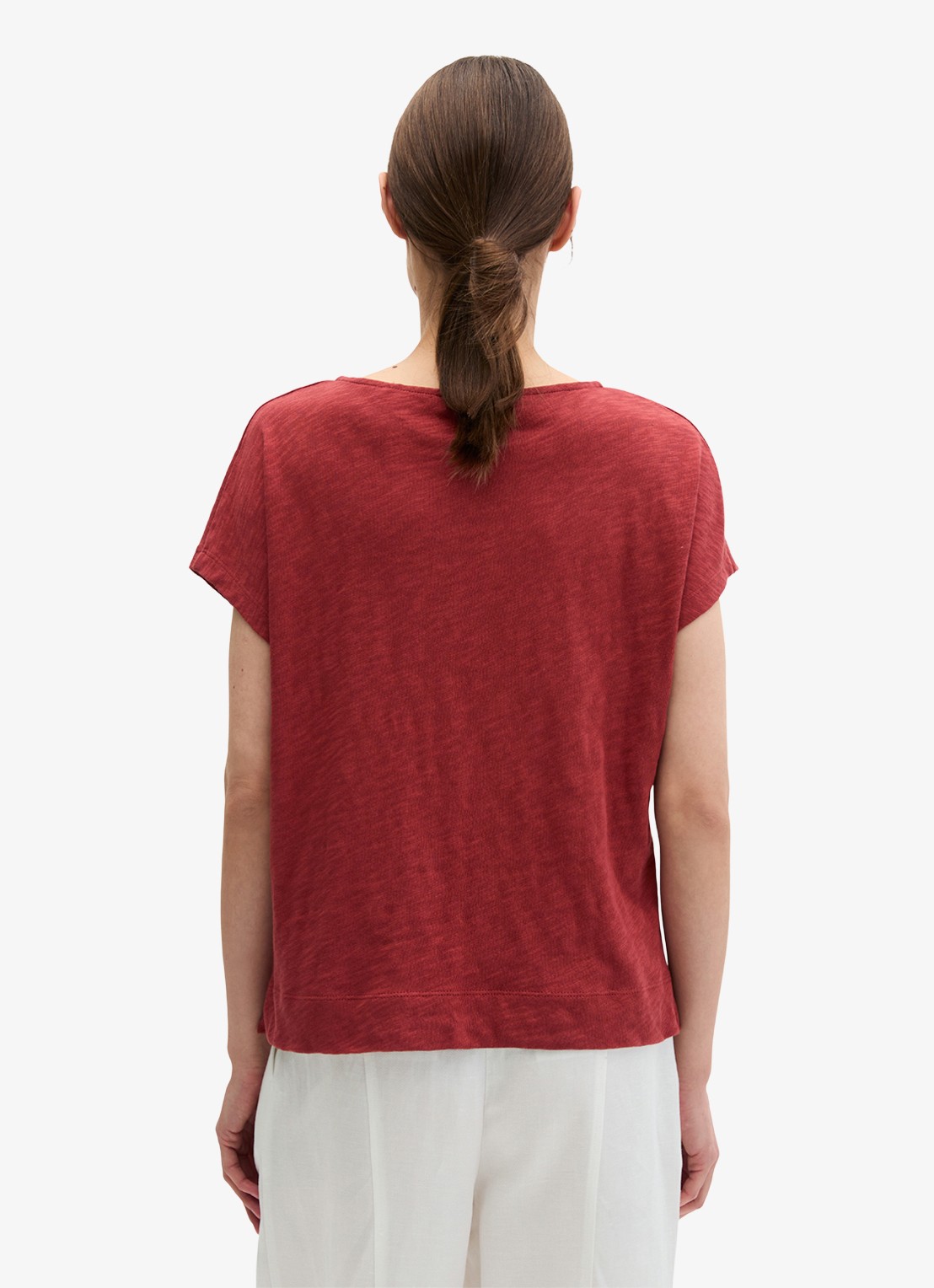 Marc O'Polo T-shirt met logoborduring - achterkant tall poppy-6896 / paars