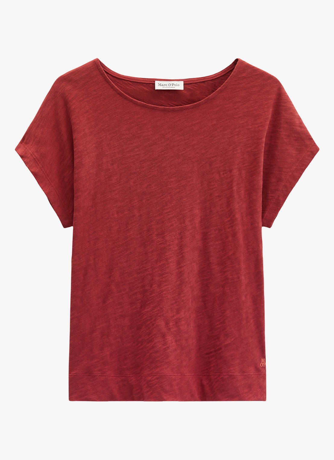 Marc O'Polo T-shirt met logoborduring - voorkant 4 tall poppy-6896 / paars