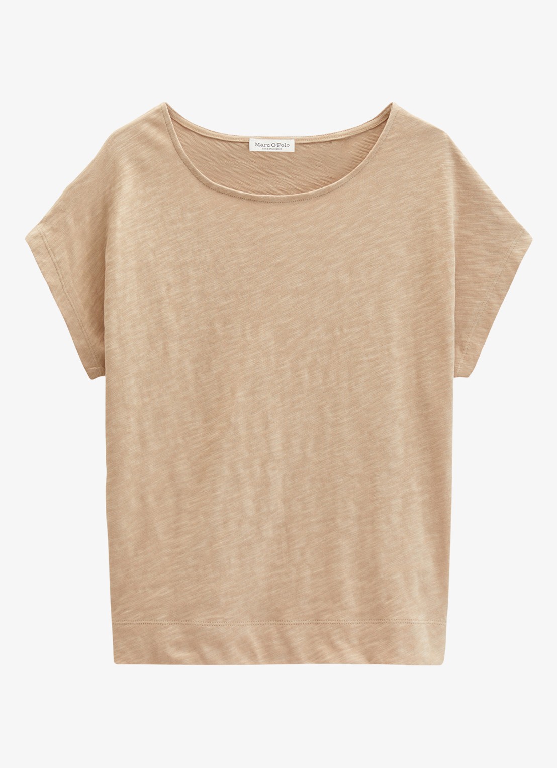 Marc O'Polo T-shirt met logoborduring - voorkant sandpaper-2326 / beige
