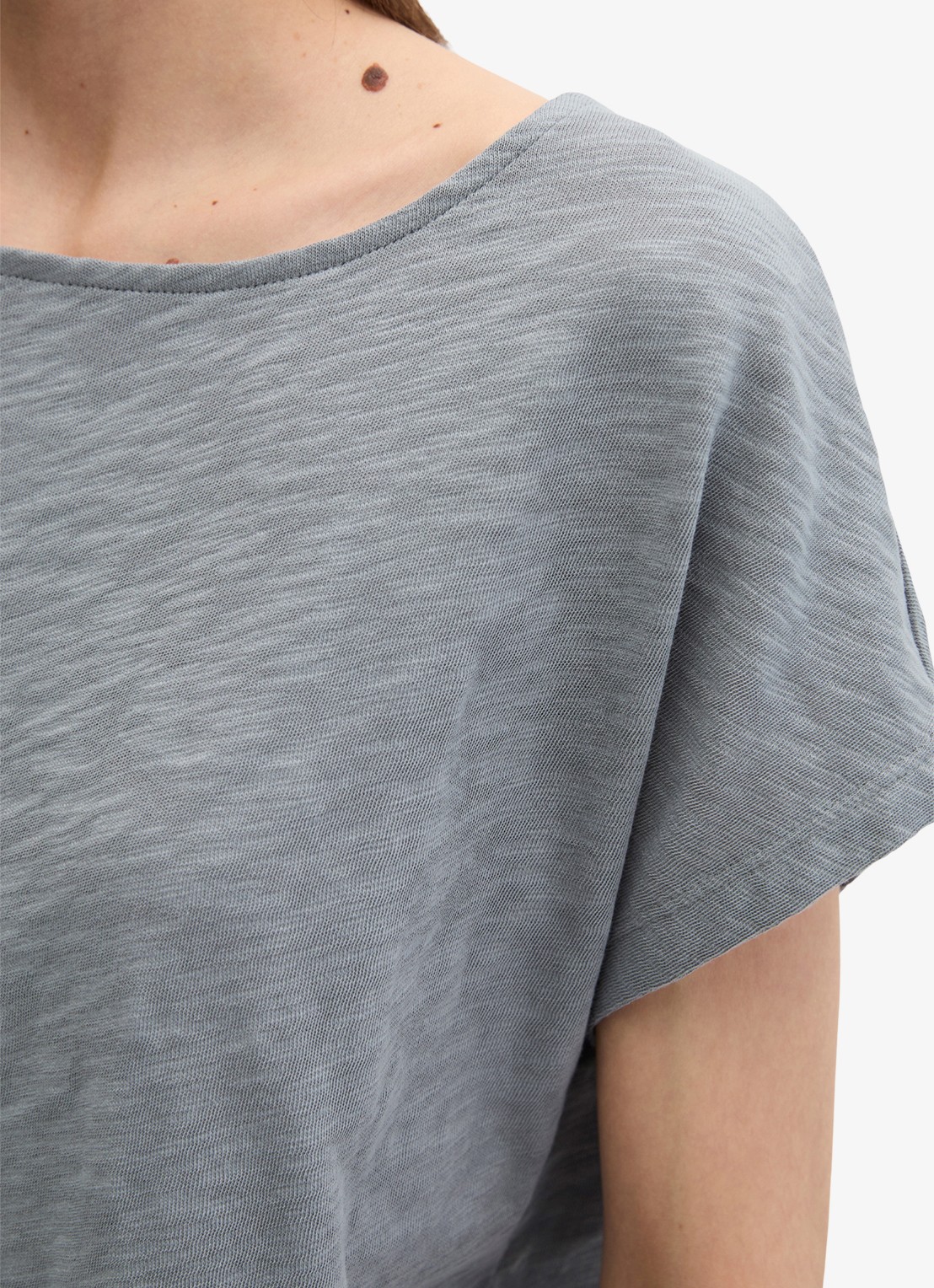 Marc O'Polo T-shirt met logoborduring - detail 5 quiet sea-0639 / blauw