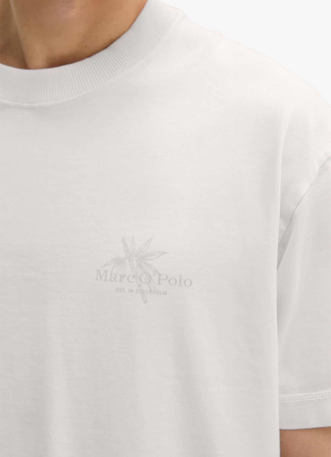 Marc O'Polo T-shirt met logoprint - detail 6 silky white-1183 / wit