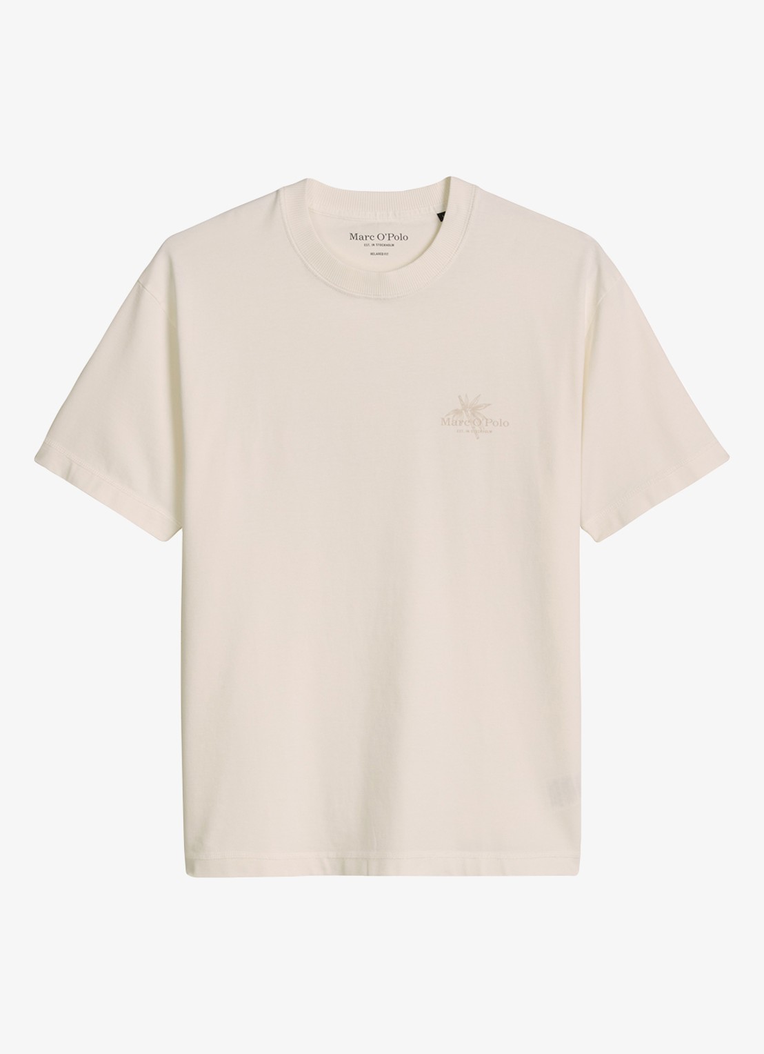 Marc O'Polo T-shirt met logoprint - voorkant 3 silky white-1183 / wit