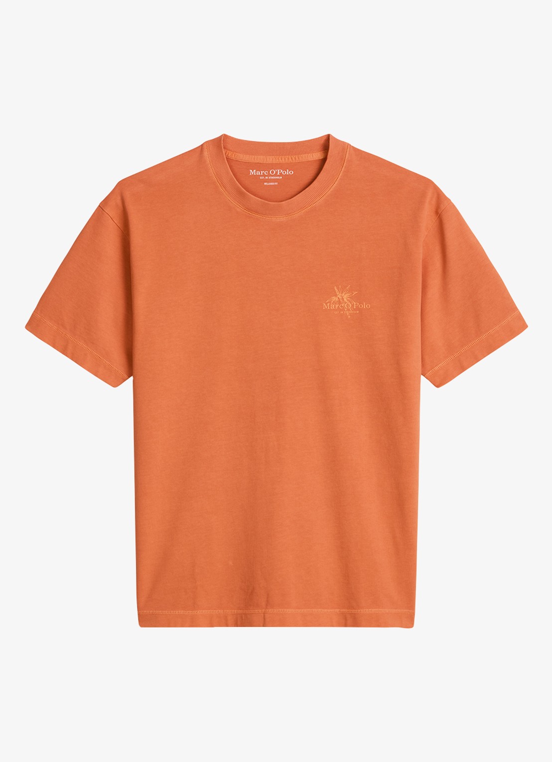 Marc O'Polo T-shirt met logoprint - voorkant 6 faded coral-1738 / bruin