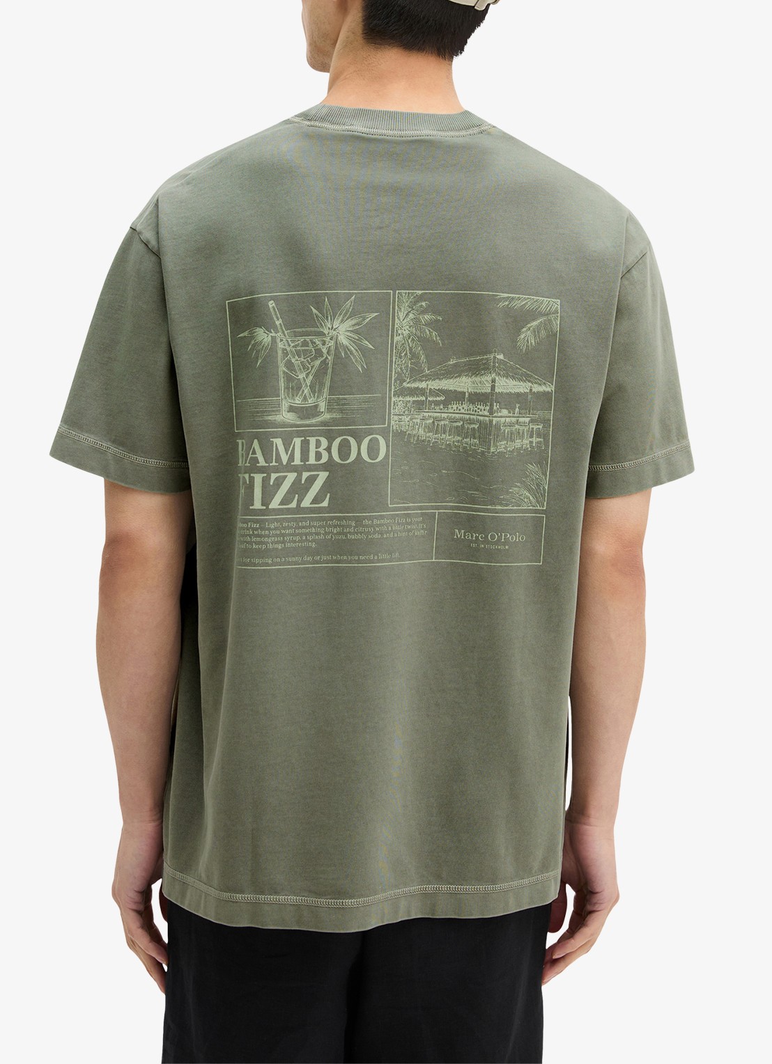 Marc O'Polo T-shirt met logoprint - achterkant 4 saddle gray-0387 / grijs