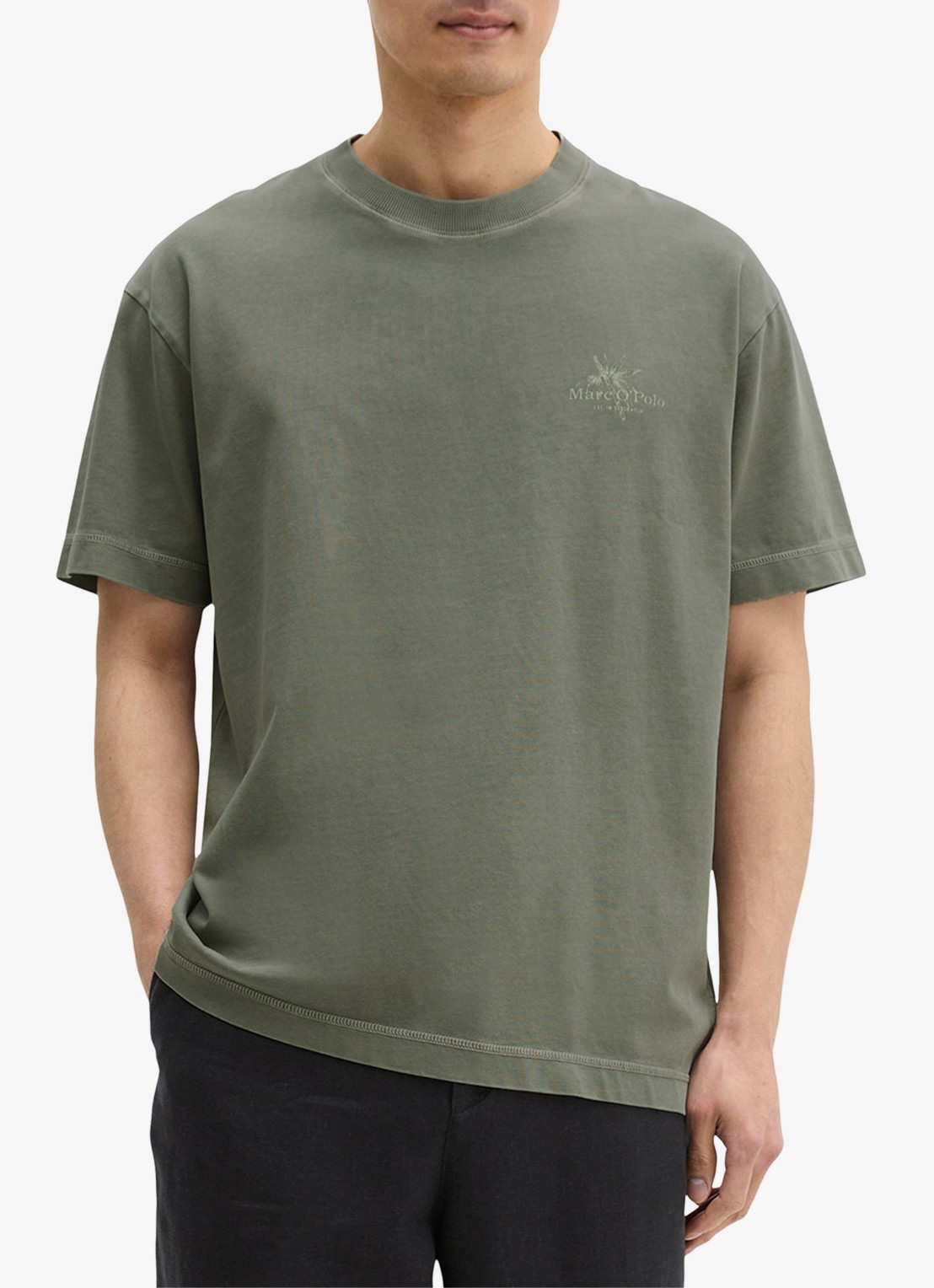 Marc O'Polo T-shirt met logoprint - detail 5 saddle gray-0387 / grijs
