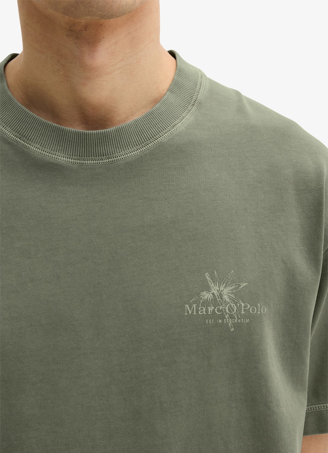 Marc O'Polo T-shirt met logoprint - detail 6 saddle gray-0387 / grijs