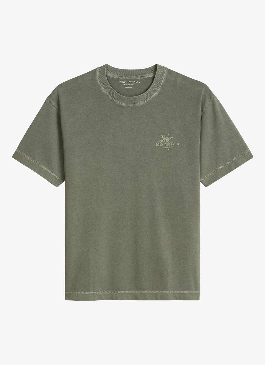 Marc O'Polo T-shirt met logoprint - voorkant saddle gray-0387 / grijs