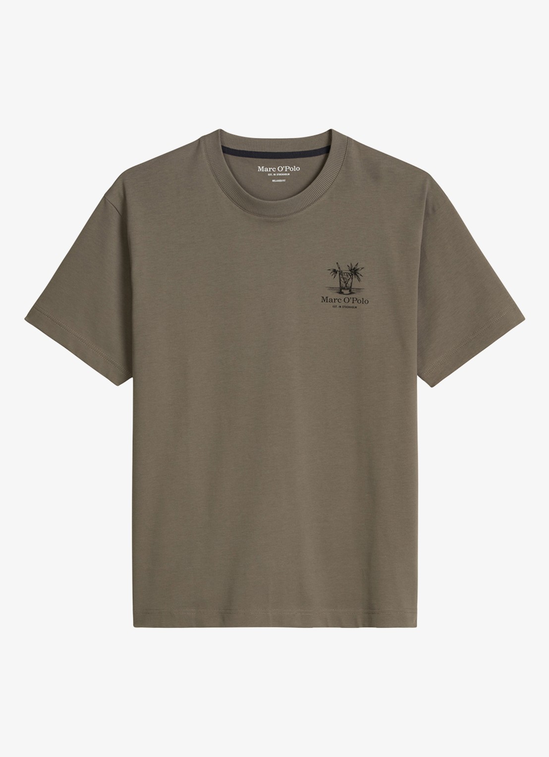 Marc O'Polo T-shirt met logoprint - voorkant 4 saddle gray-0387 / grijs