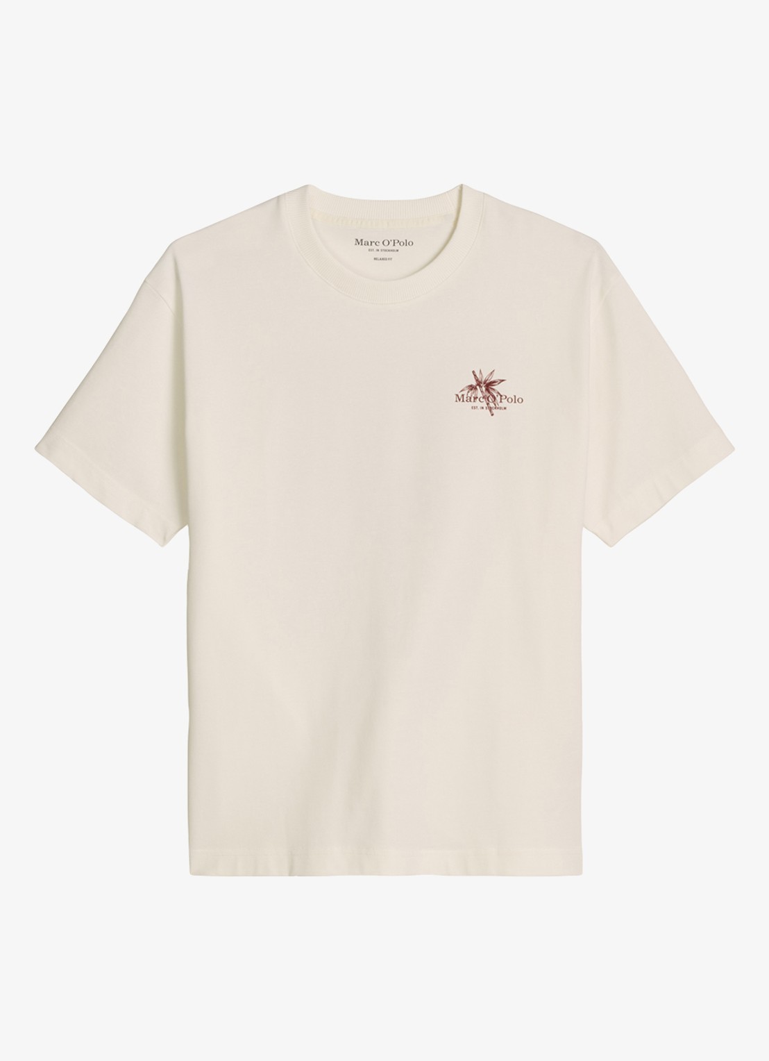 Marc O'Polo T-shirt met logoprint - voorkant 3 silky white-1183 / wit