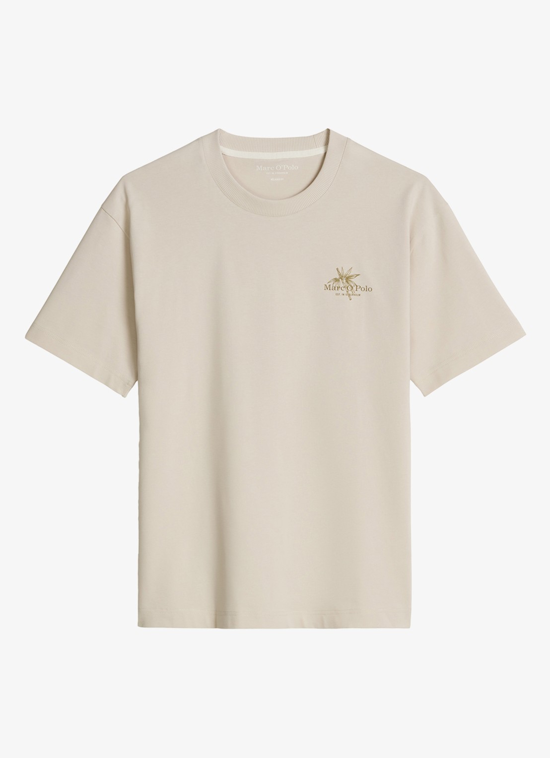 Marc O'Polo T-shirt met logoprint - voorkant 4 grey silk-0924 / grijs