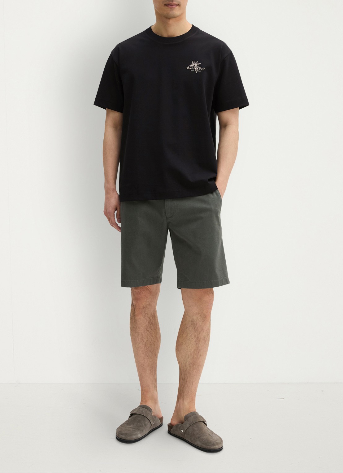Marc O'Polo T-shirt met logoprint - voorkant 2 black-0001 / zwart