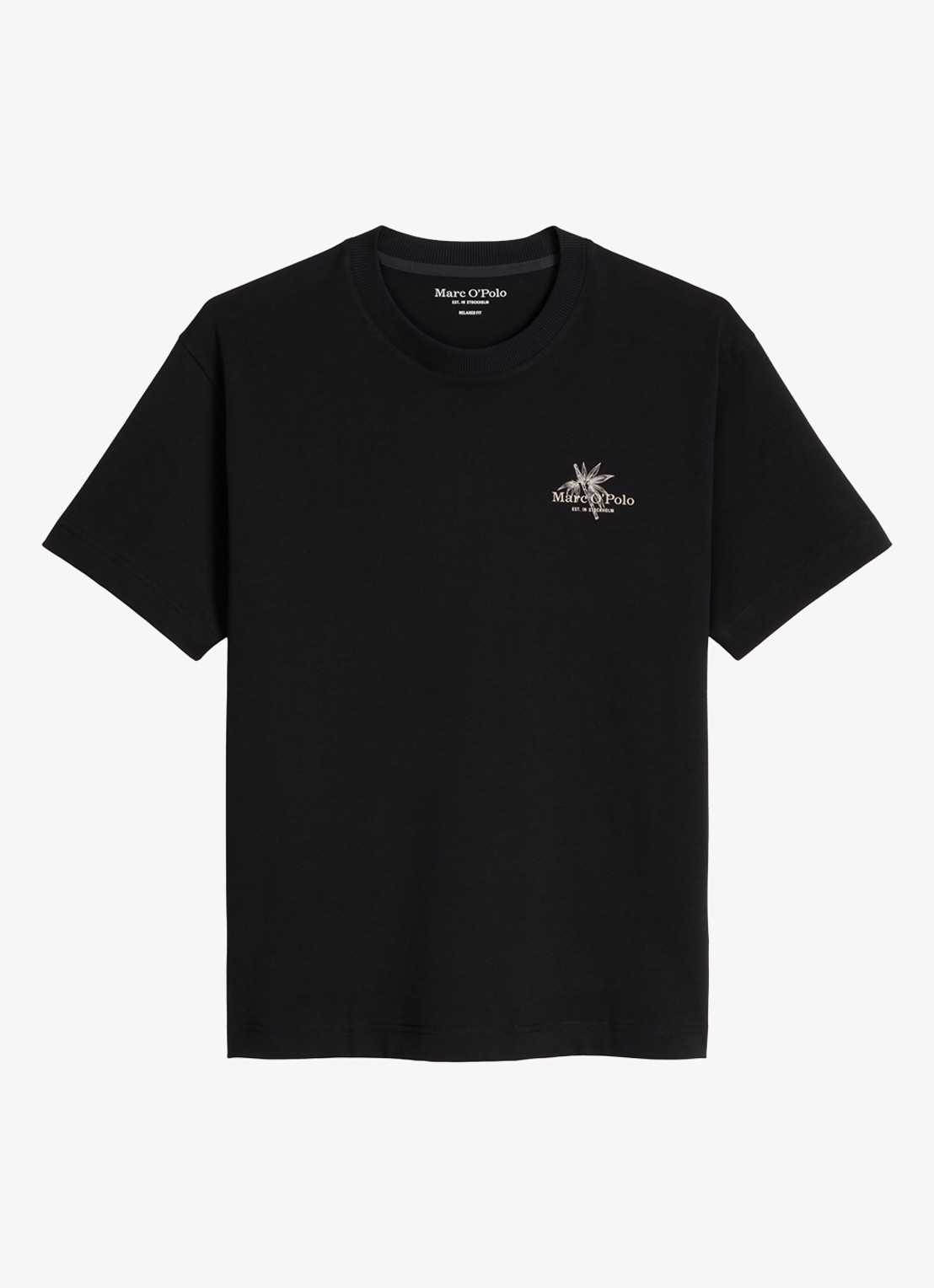 Marc O'Polo T-shirt met logoprint - voorkant 3 black-0001 / zwart