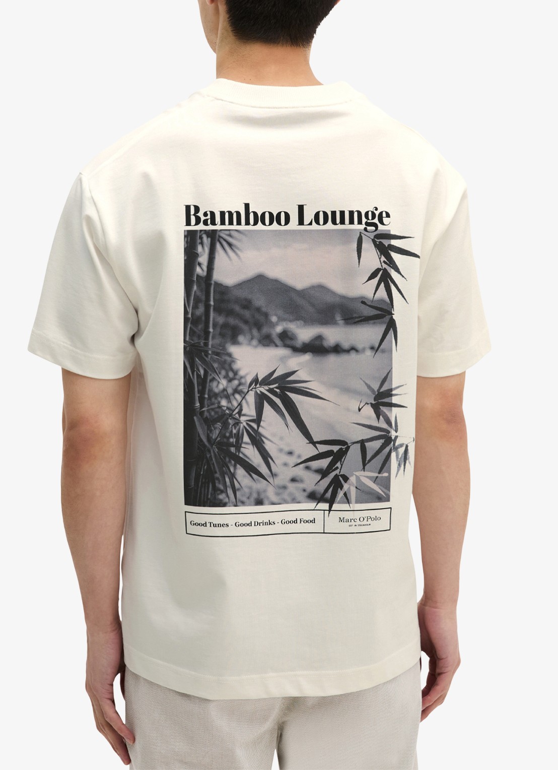 Marc O'Polo T-shirt met logoprint - achterkant 4 silky white-1183 / wit