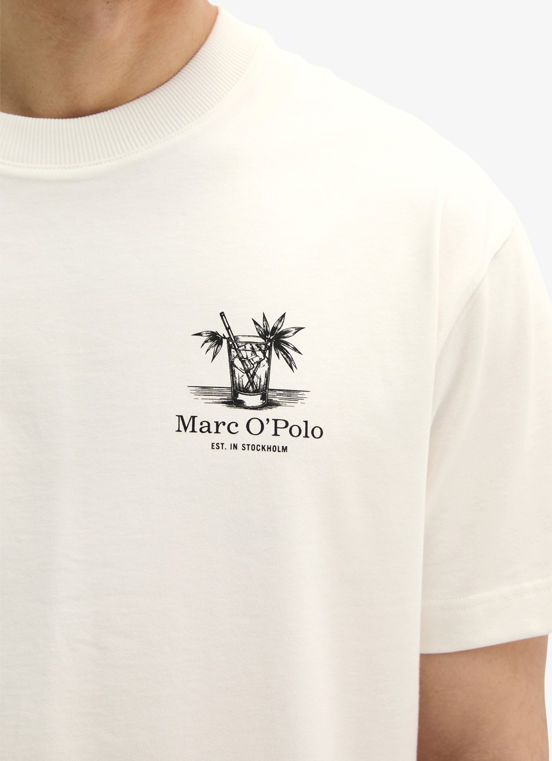 Marc O'Polo T-shirt met logoprint - detail 6 silky white-1183 / wit