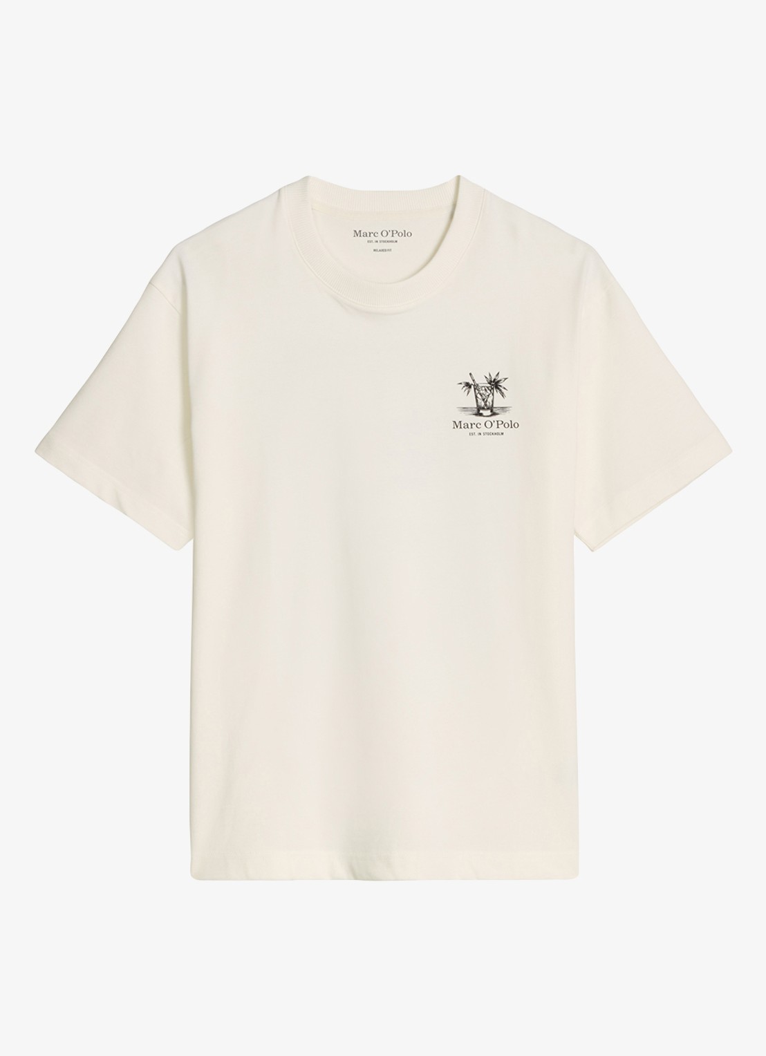 Marc O'Polo T-shirt met logoprint - voorkant silky white-1183 / wit