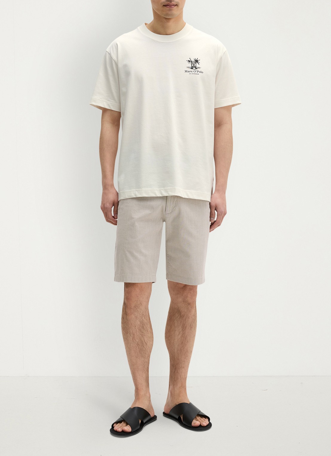 Marc O'Polo T-shirt met logoprint - voorkant 2 silky white-1183 / wit