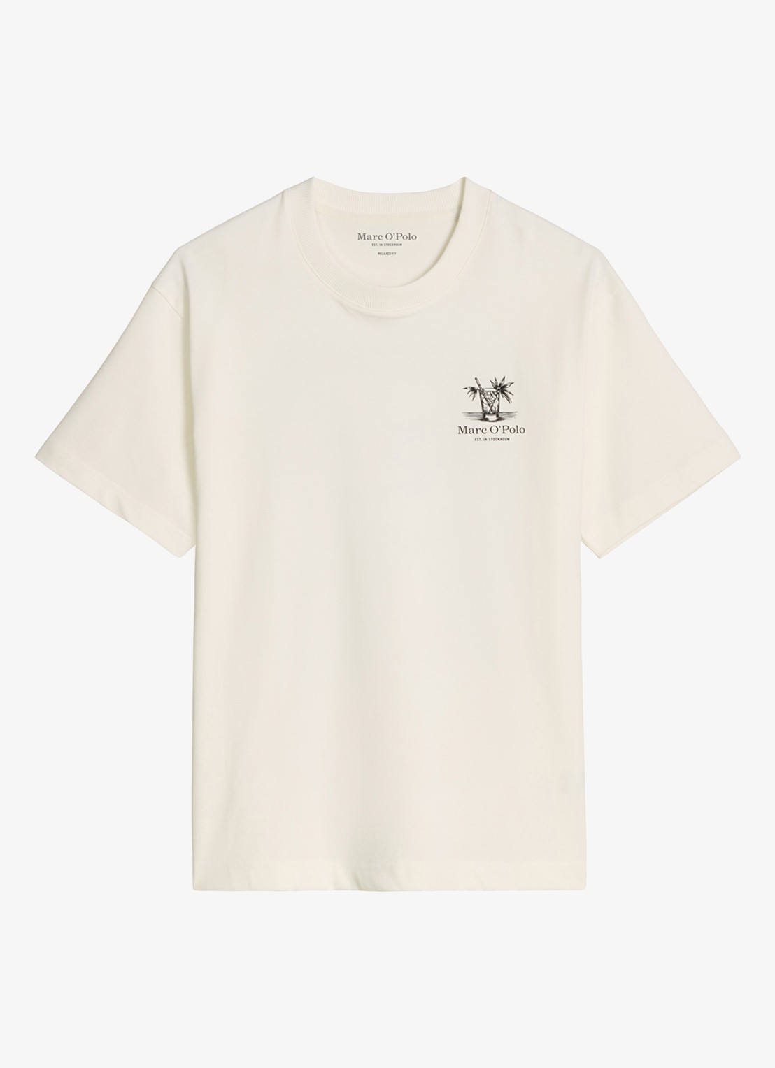 Marc O'Polo T-shirt met logoprint - voorkant 3 silky white-1183 / wit