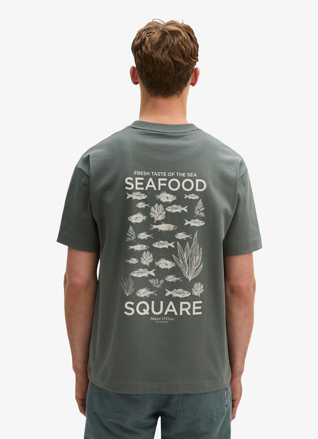 Marc O'Polo T-shirt met print - achterkant 5 mangrove-0362 / groen