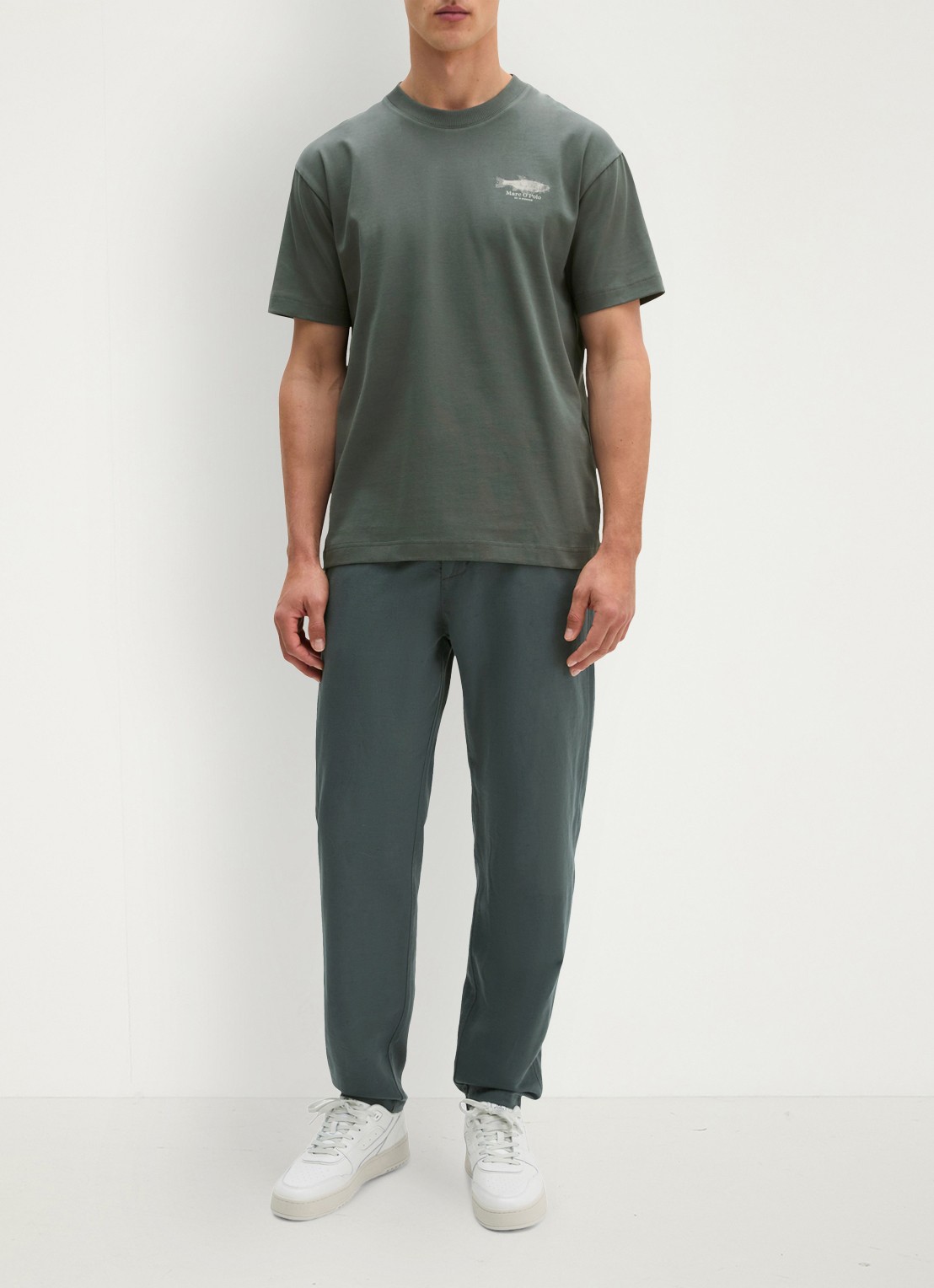 Marc O'Polo T-shirt met print - voorkant 2 mangrove-0362 / groen
