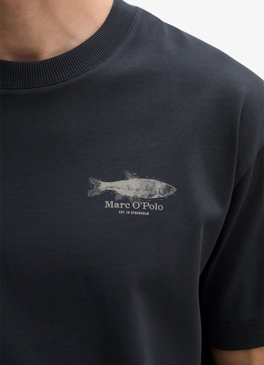 Marc O'Polo T-shirt met print - detail 4 dark navy-4131 / blauw