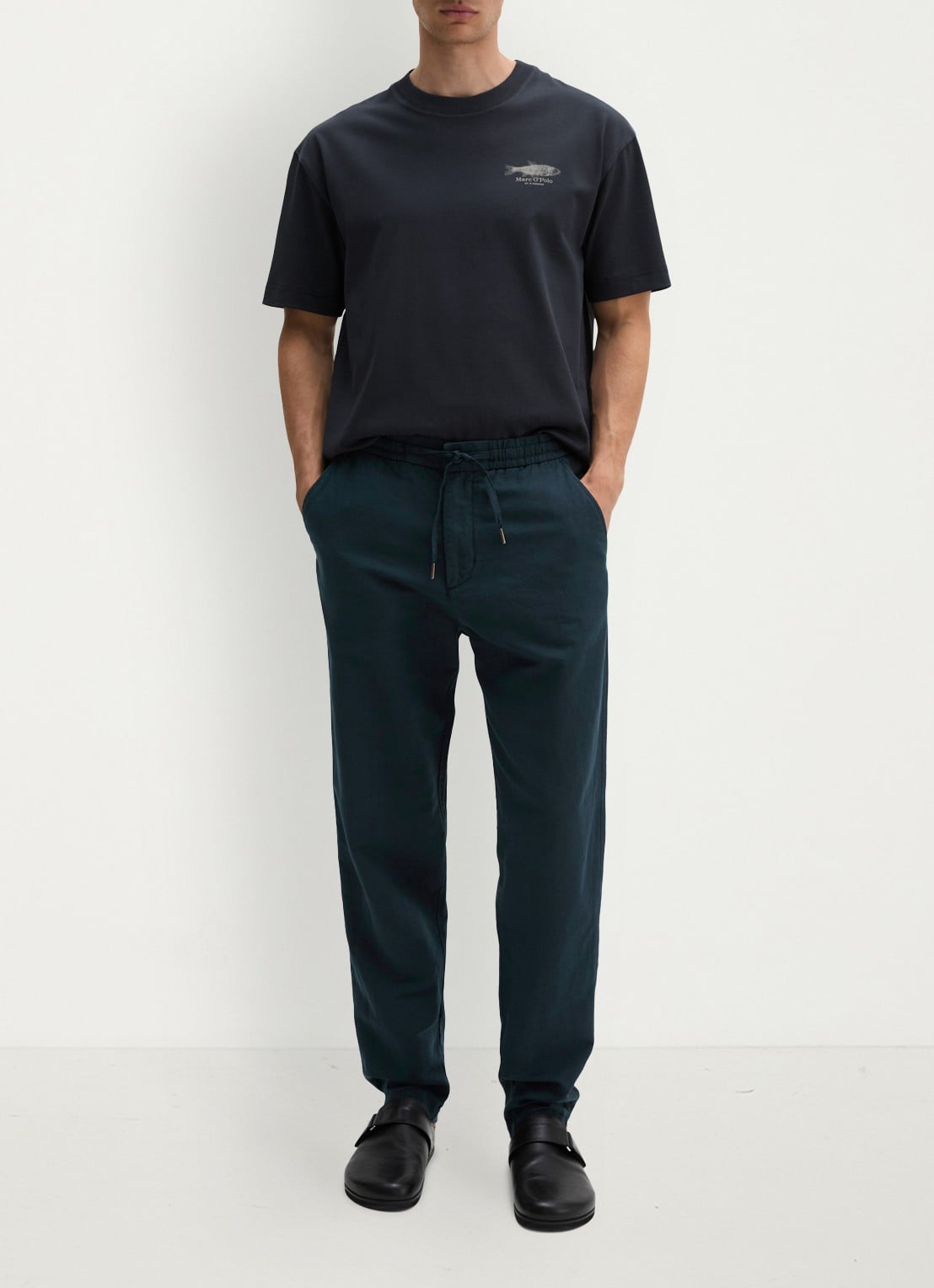 Marc O'Polo T-shirt met print - voorkant 2 dark navy-4131 / blauw