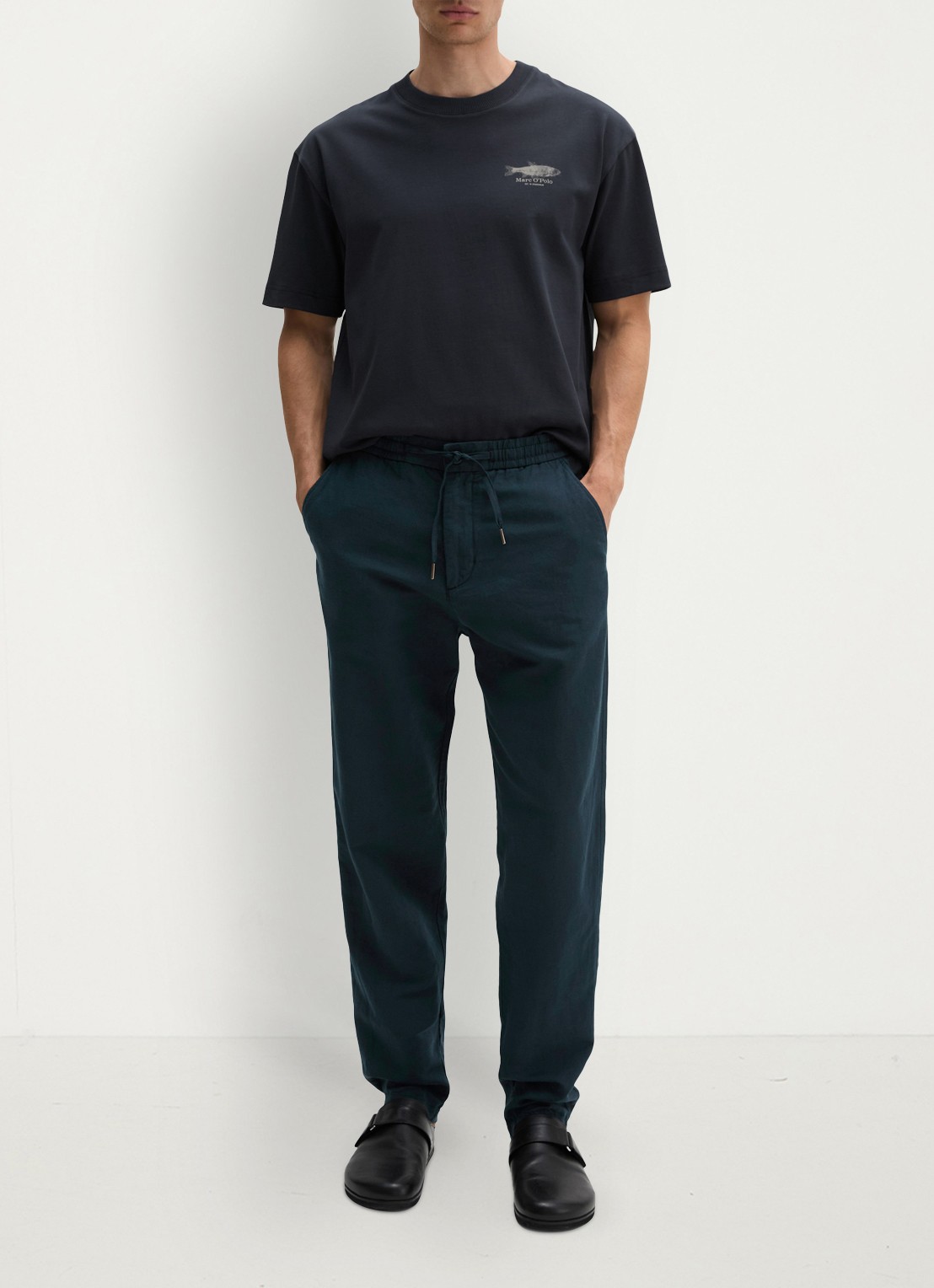 Marc O'Polo T-shirt met print - voorkant 2 dark navy-4131 / blauw