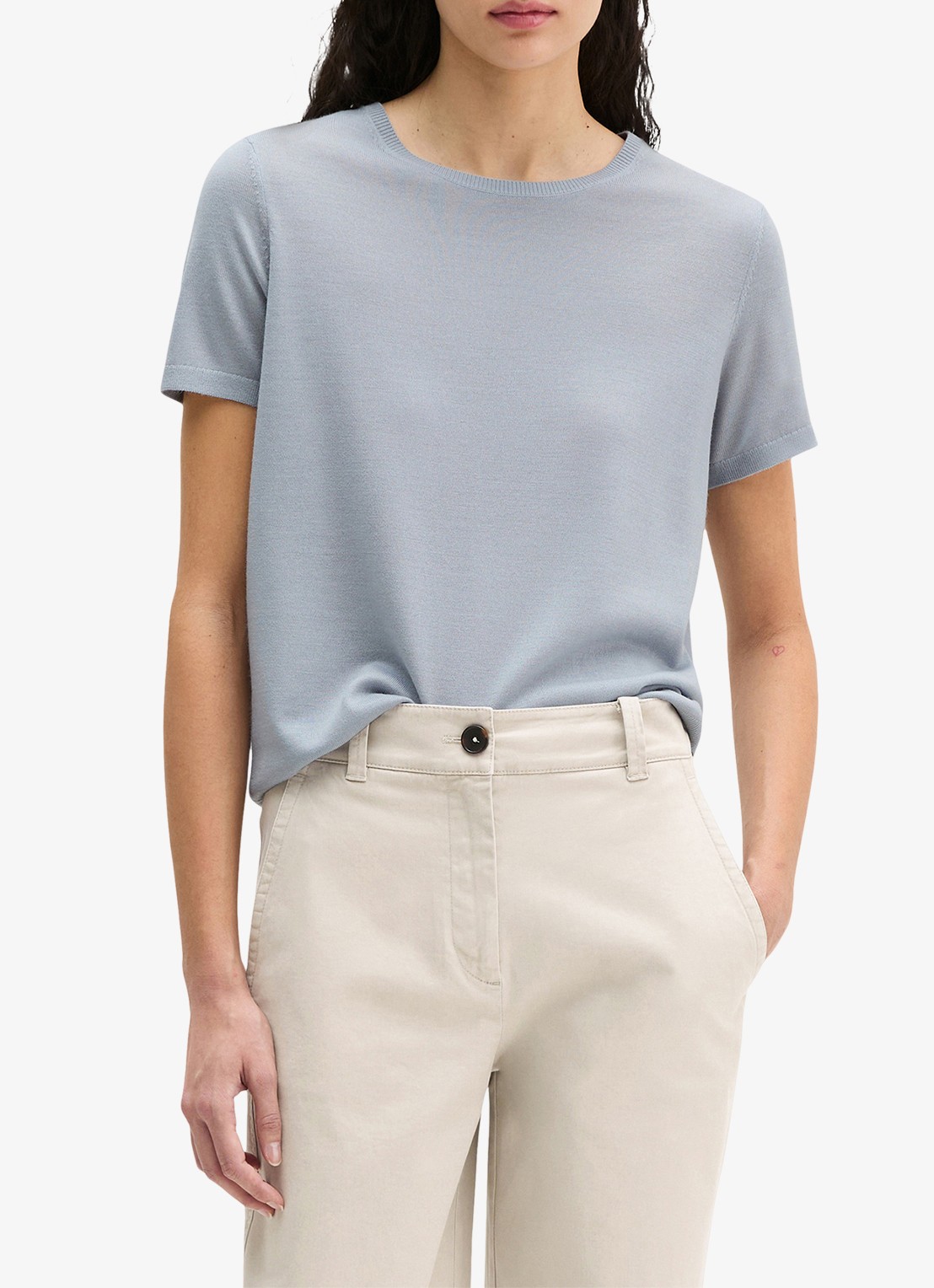 Marc O'Polo T-shirt met ronde hals - detail 3 grijsmele