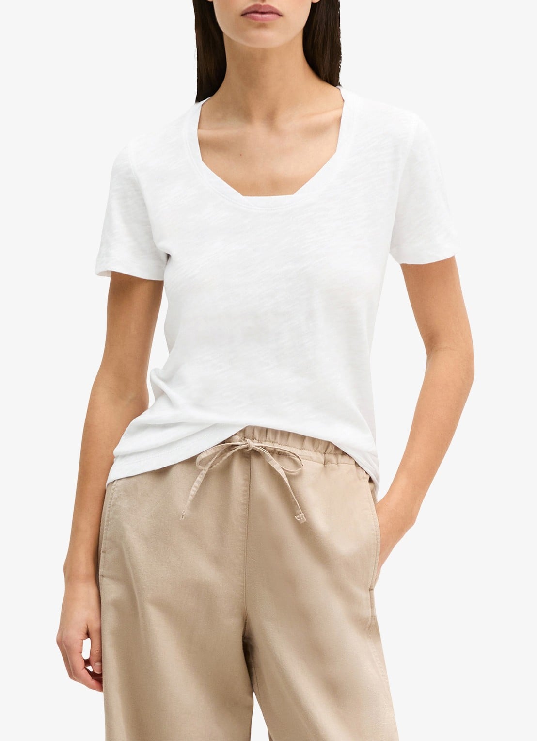 Marc O'Polo T-shirt met ronde hals - detail 4 wit