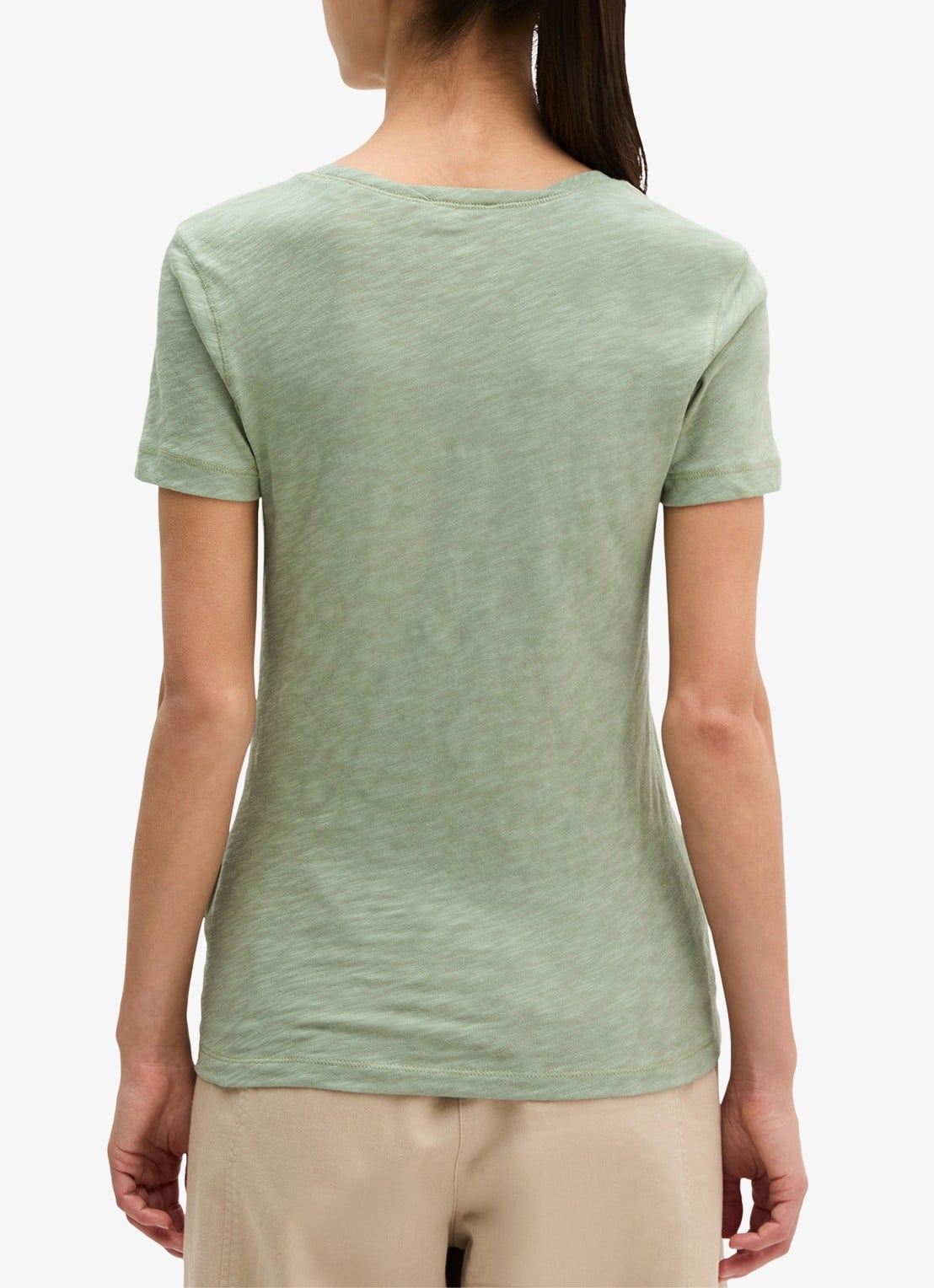 Marc O'Polo T-shirt met ronde hals - achterkant 4 lindegroen
