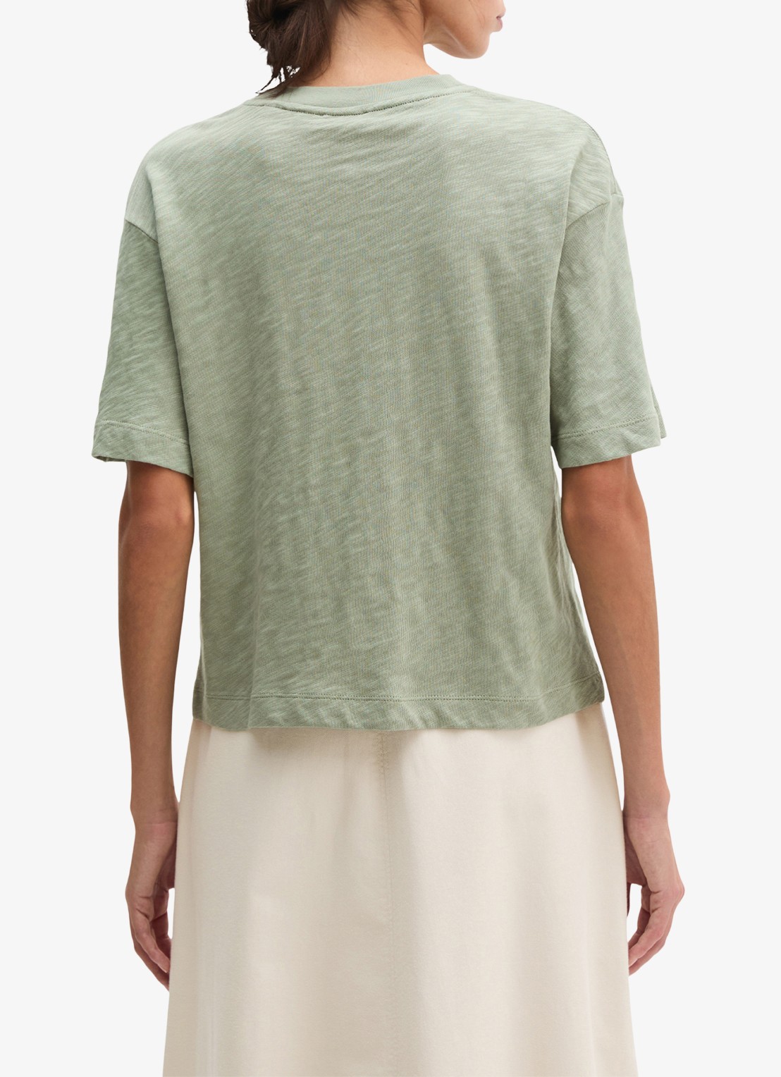Marc O'Polo T-shirt met ronde hals - achterkant 3 lindegroen