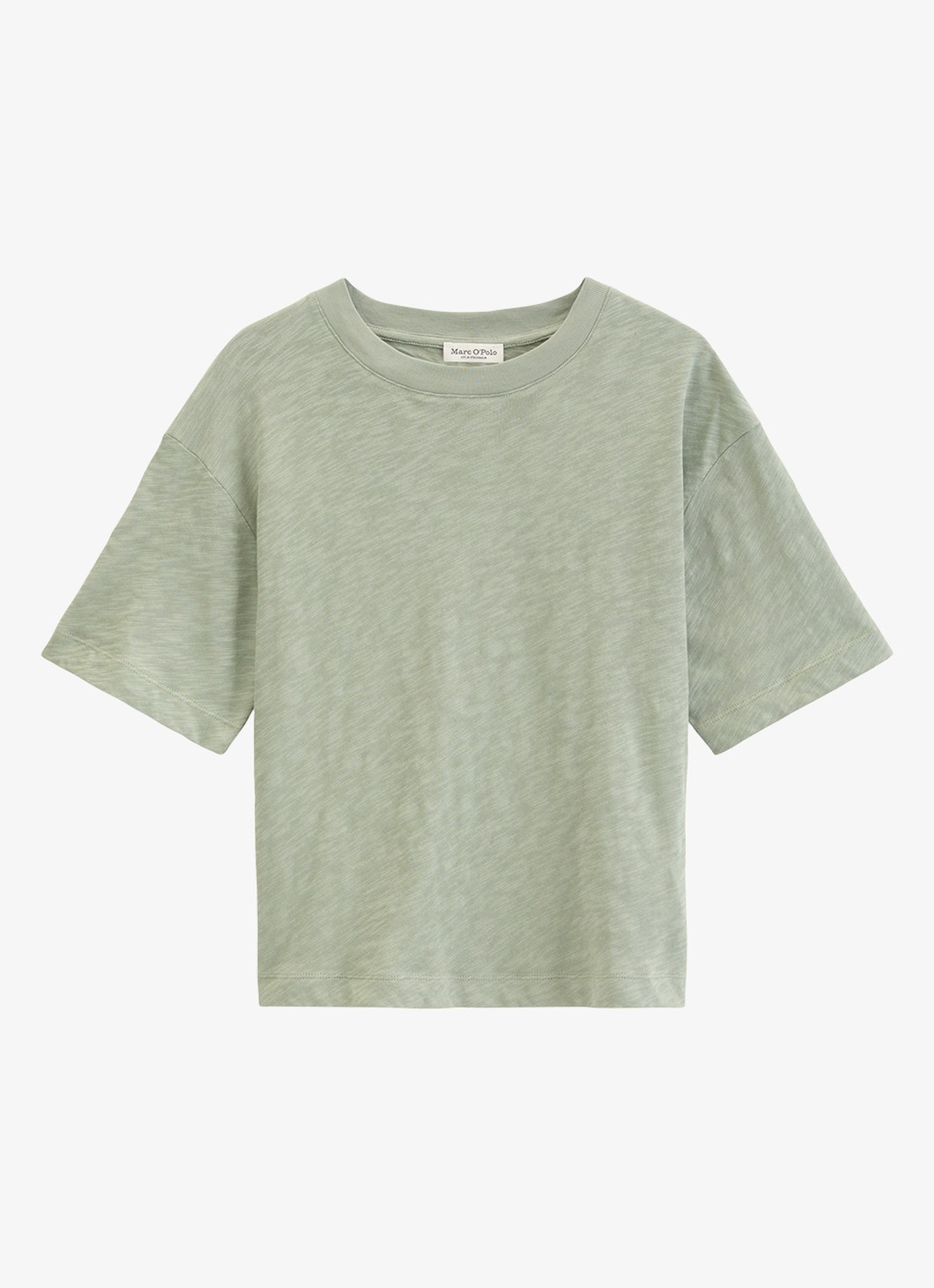 Marc O'Polo T-shirt met ronde hals - voorkant lindegroen