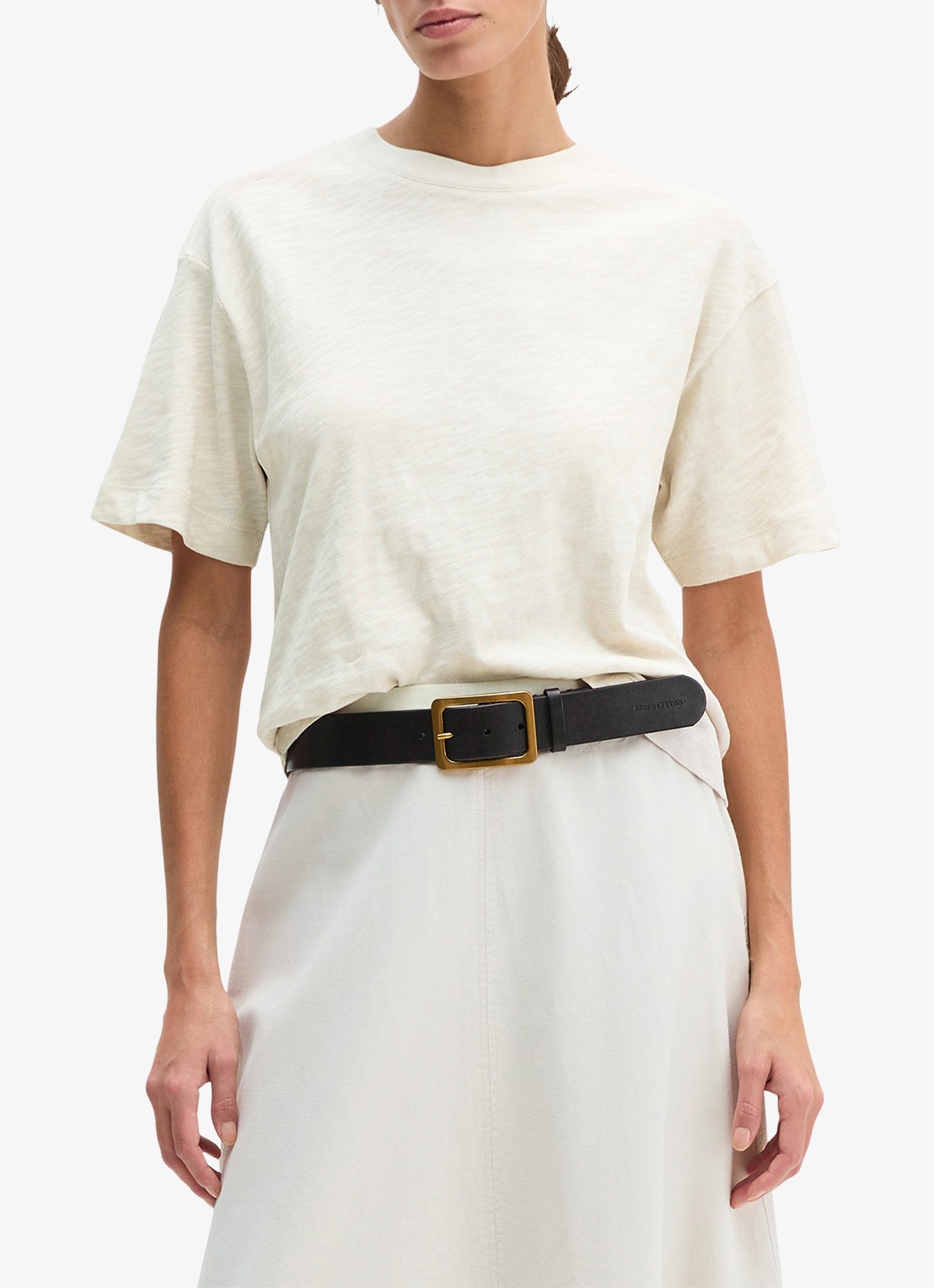 Marc O'Polo T-shirt met ronde hals - detail beige