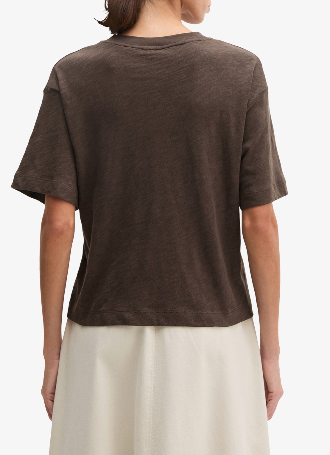 Marc O'Polo T-shirt met ronde hals - achterkant donkerbruin