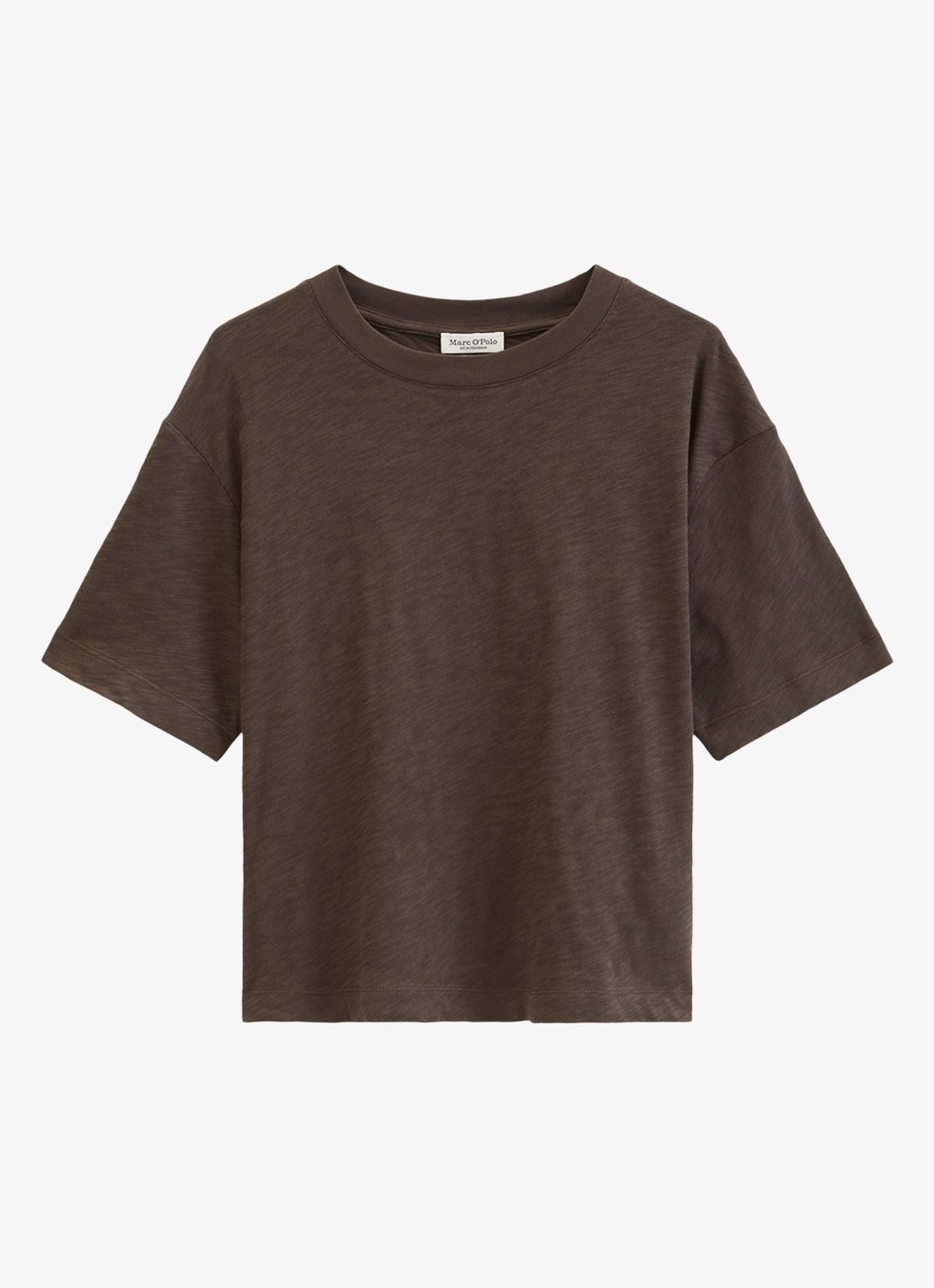 Marc O'Polo T-shirt met ronde hals - voorkant 2 donkerbruin