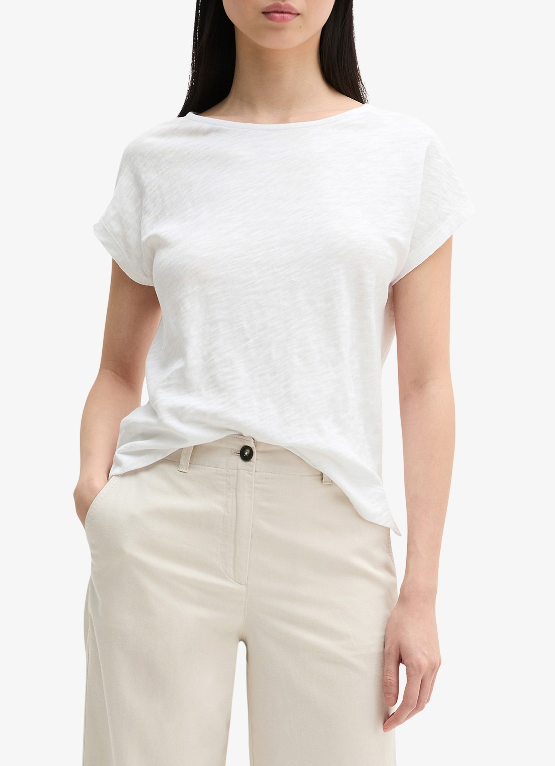 Marc O'Polo T-shirt met ronde hals - detail 4 wit