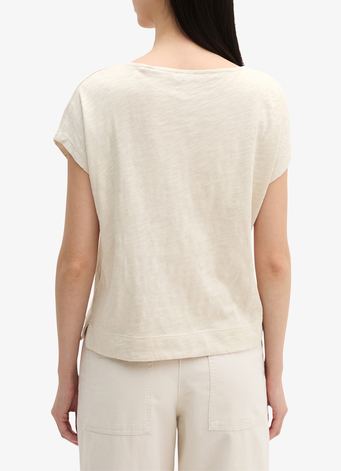 Marc O'Polo T-shirt met ronde hals - achterkant 3 beige
