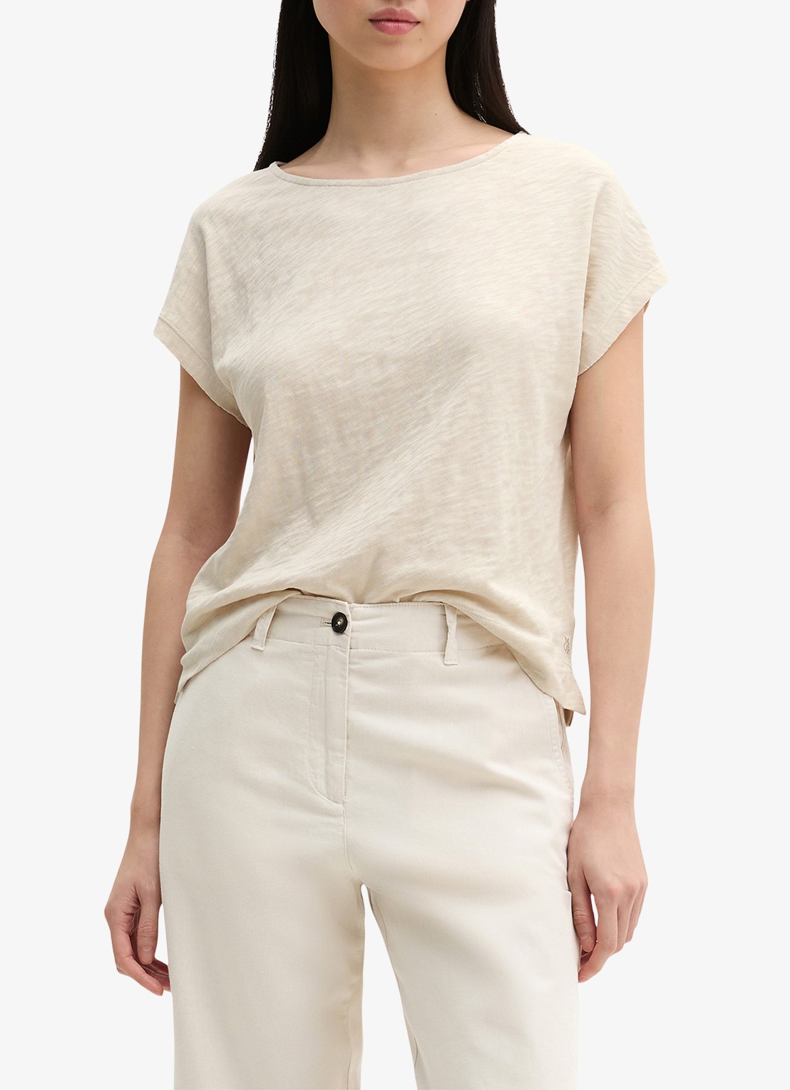 Marc O'Polo T-shirt met ronde hals - detail beige