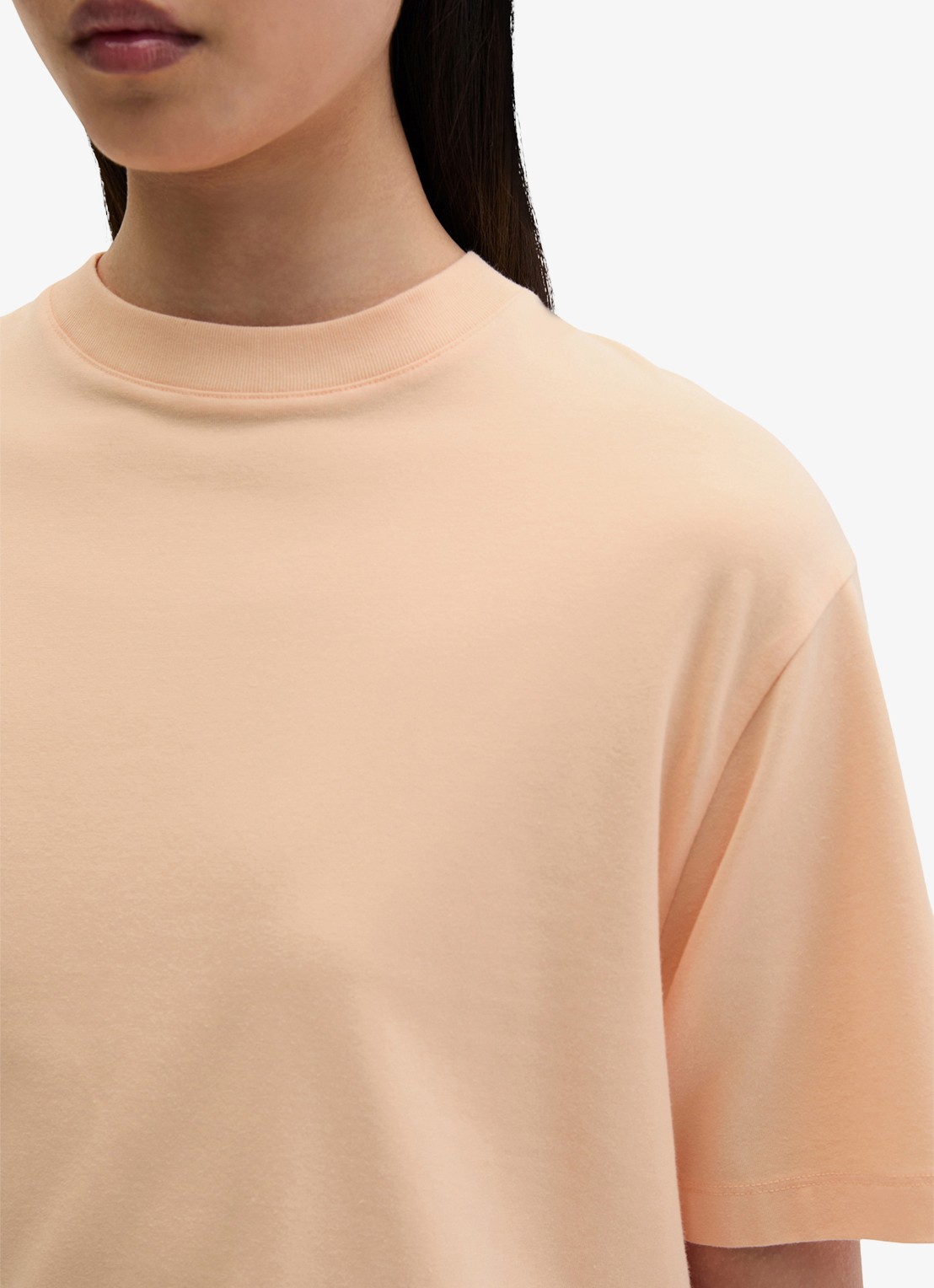 Marc O'Polo T-shirt met ronde hals - detail 5 soft peach-9706 / roze