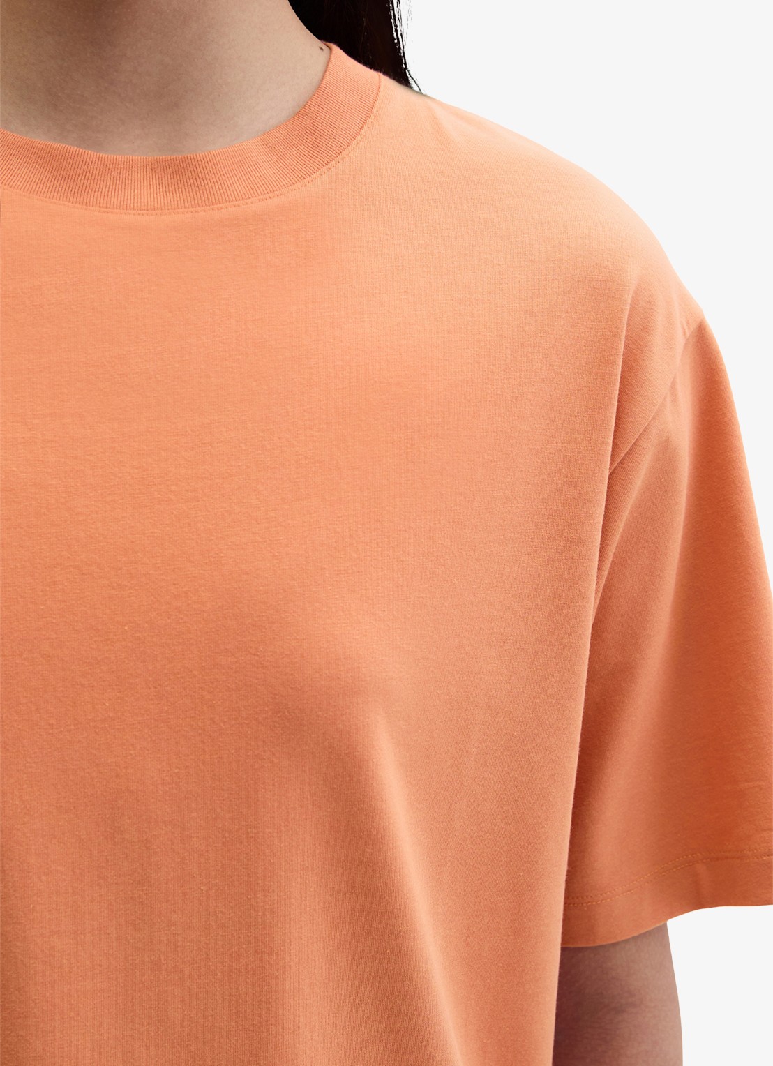 Marc O'Polo T-shirt met ronde hals - detail 3 warm orange-9326 / oranje