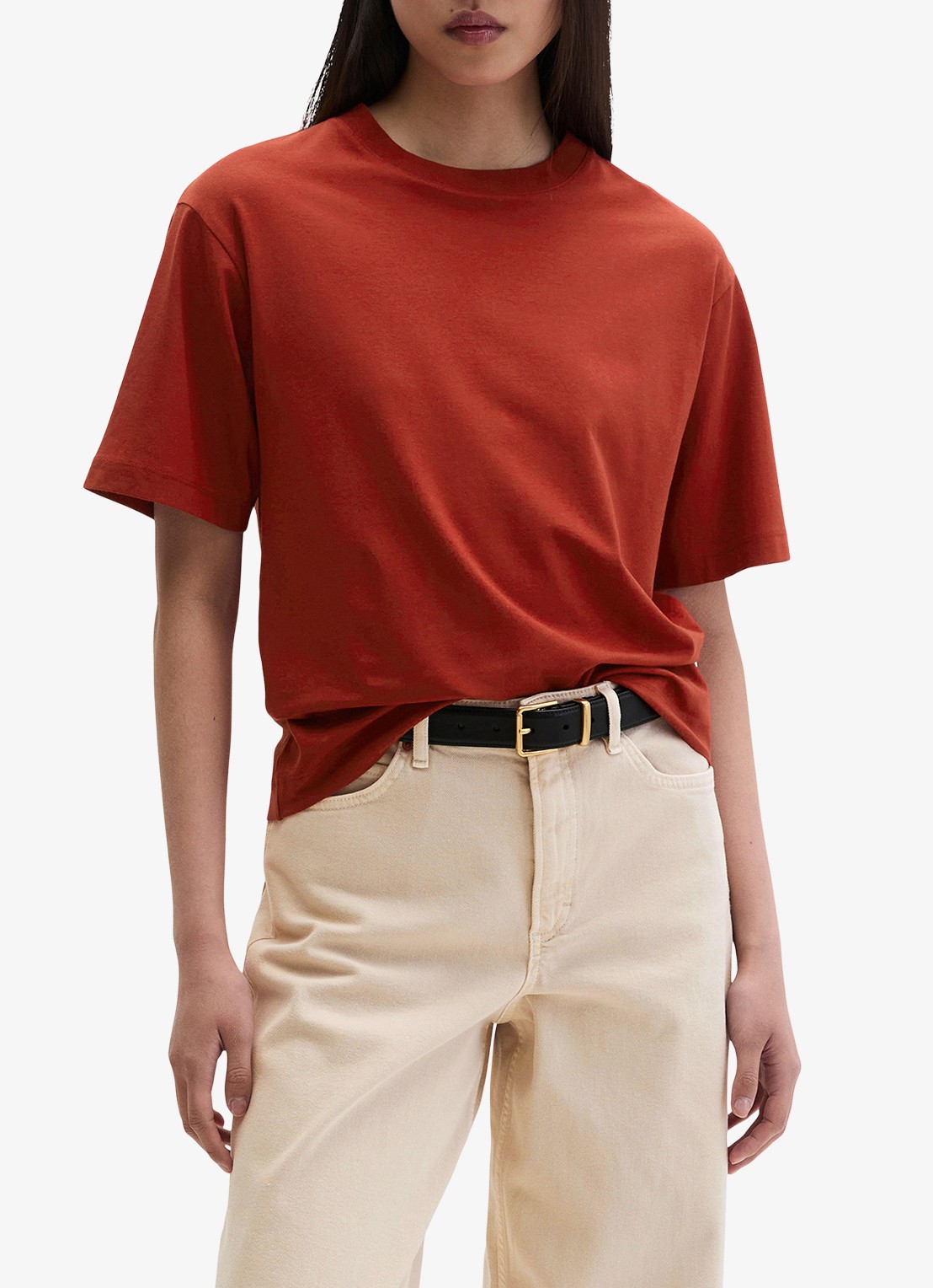 Marc O'Polo T-shirt met ronde hals - detail 4 tall poppy-6896 / paars