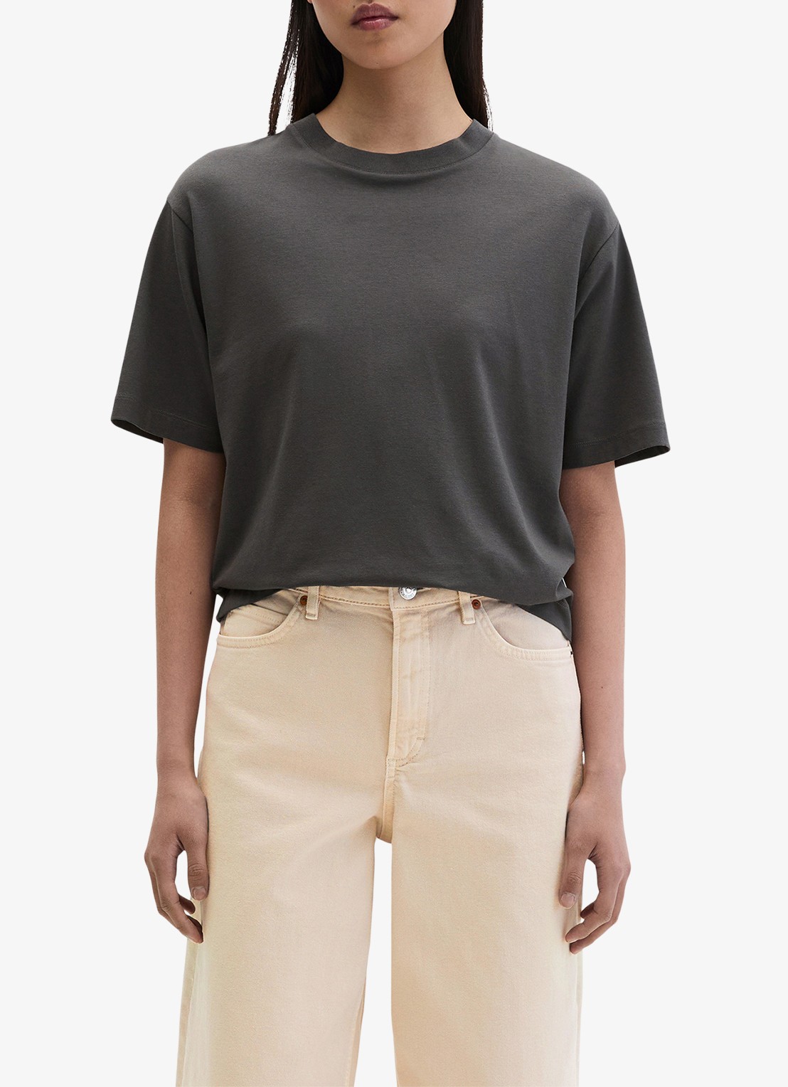 Marc O'Polo T-shirt met ronde hals - detail 2 oxide grey-0364 / grijs