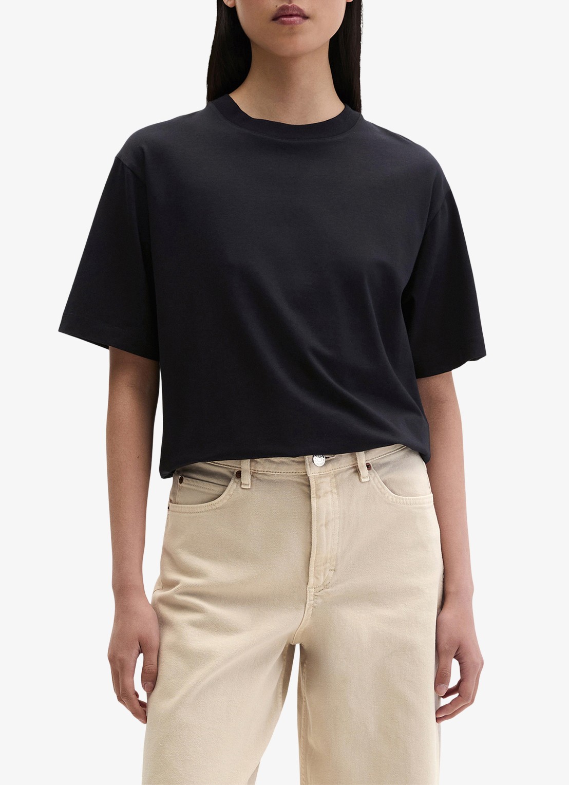 Marc O'Polo T-shirt met ronde hals - detail deep night blue-4300 / blauw