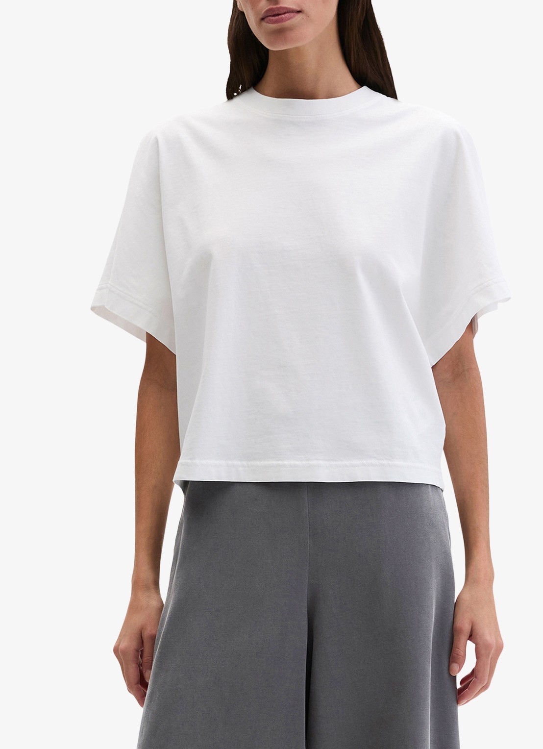 Marc O'Polo T-shirt met ronde hals - detail white-0163 / wit