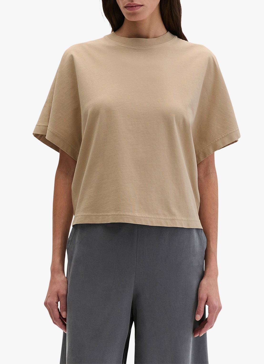 Marc O'Polo T-shirt met ronde hals - detail 4 sandpaper-2326 / beige