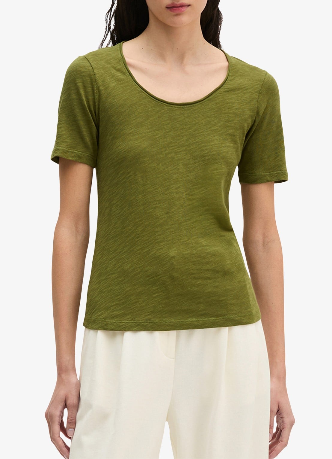 Marc O'Polo T-shirt met ronde hals - detail 4 shaded fern / groen