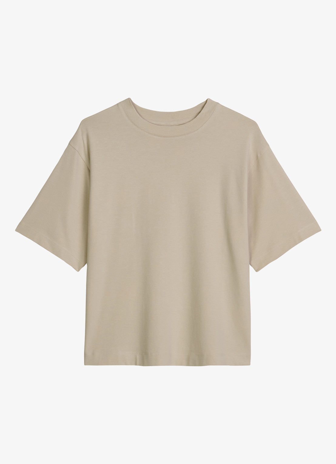 Marc O'Polo T-shirt met ronde hals - voorkant 3 linen beige / grijs