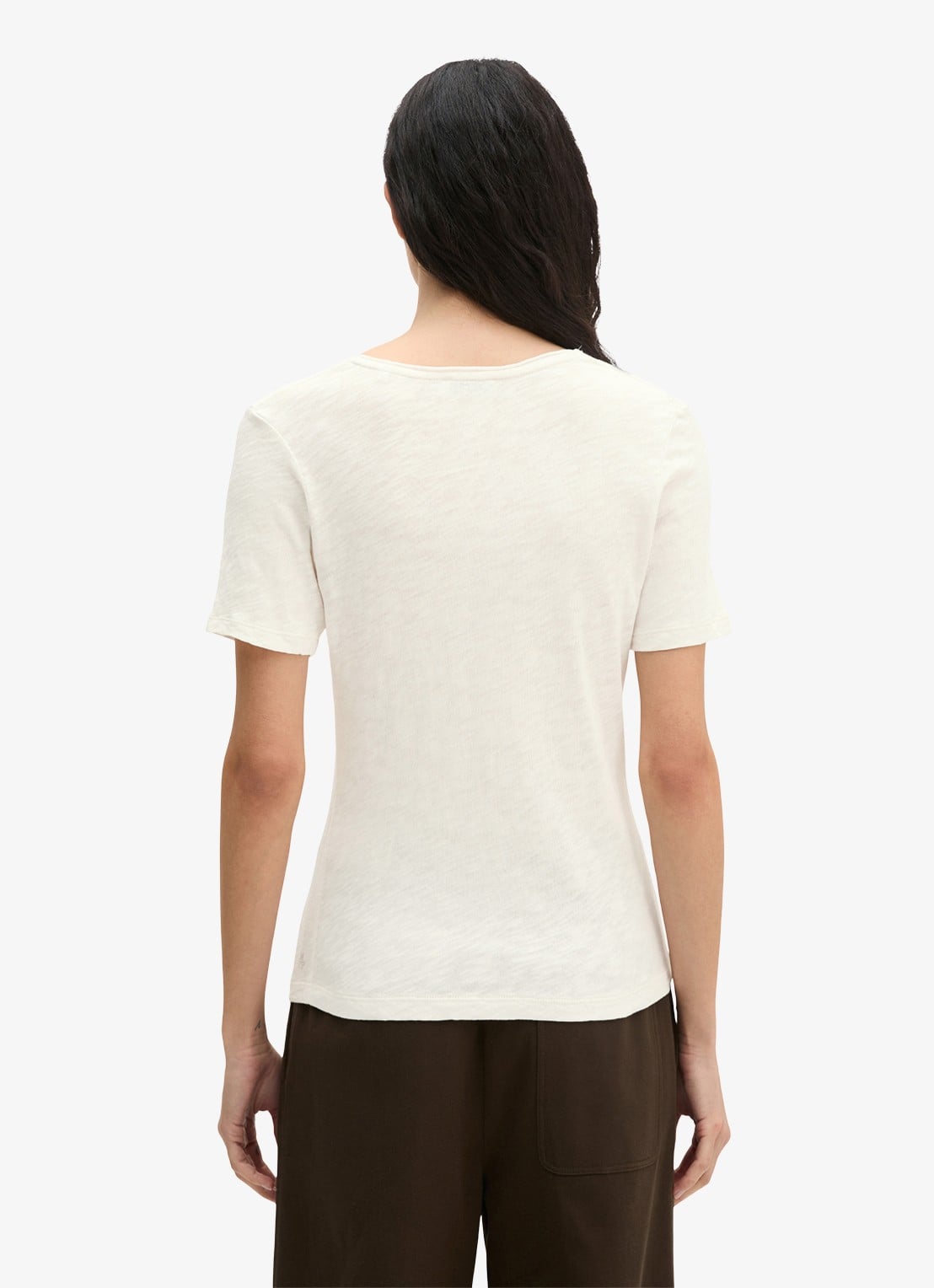 Marc O'Polo T-shirt met ronde hals - achterkant 3 white cotton / wit