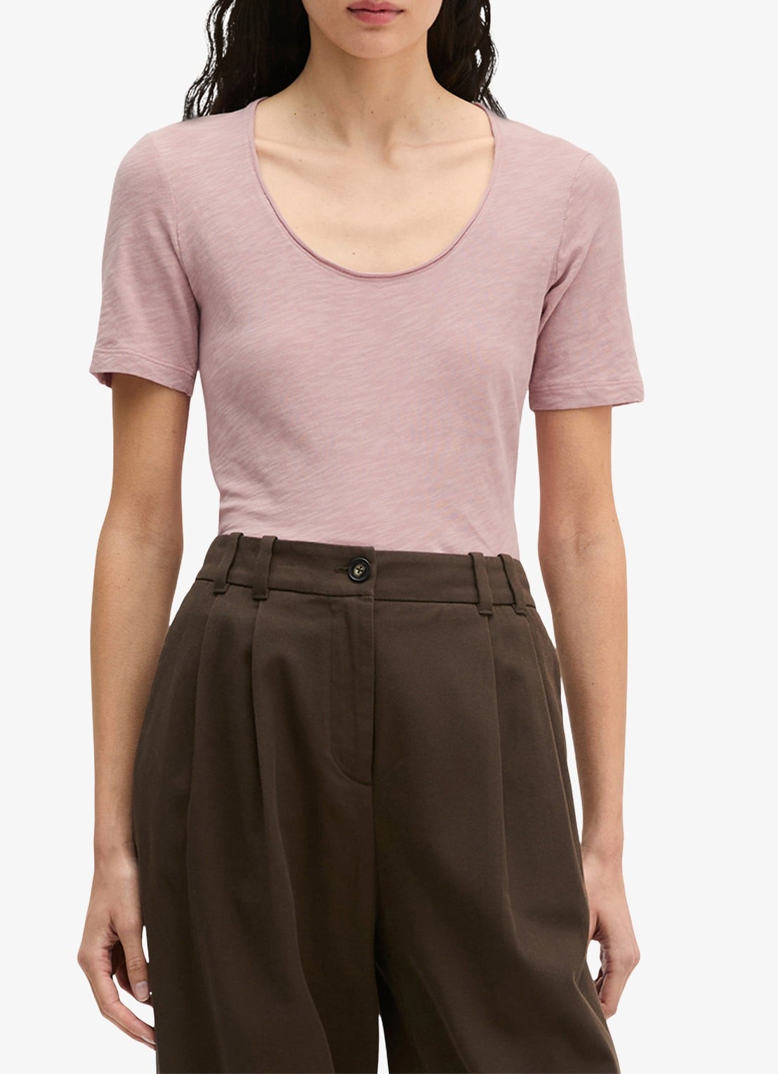Marc O'Polo T-shirt met ronde hals - detail mild rose / paars
