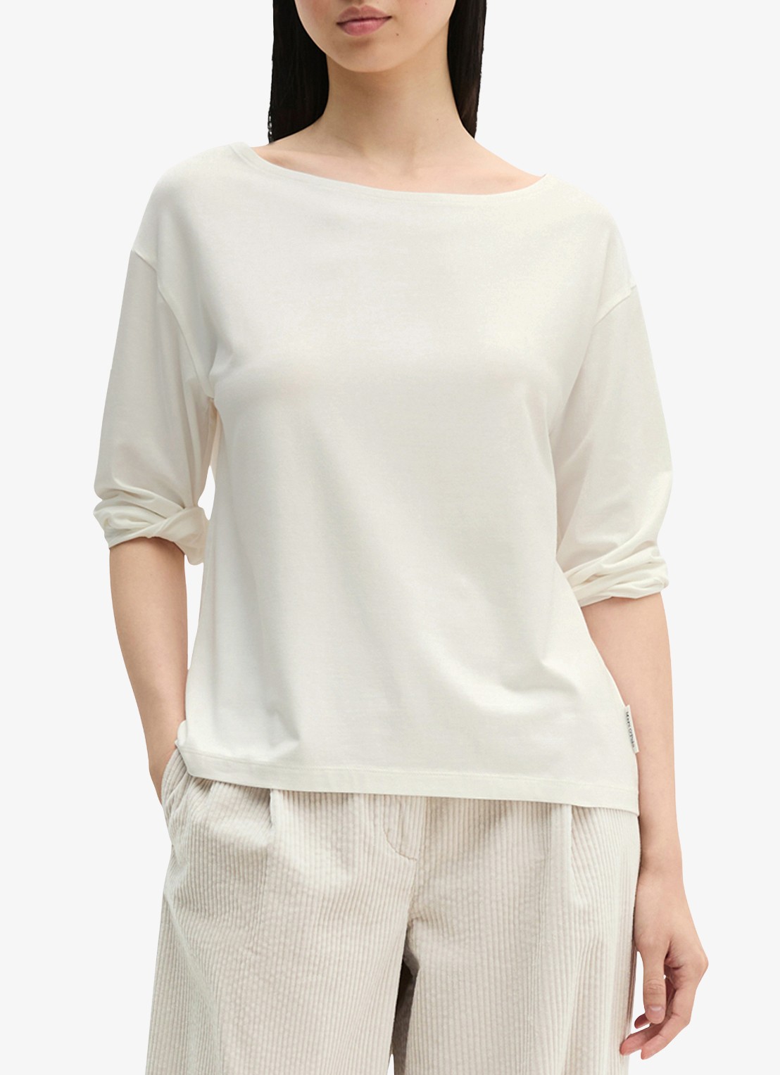 Marc O'Polo T-shirt met ronde hals - detail wit